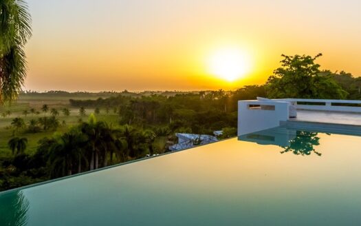 Modern villa on small hill with ocean view