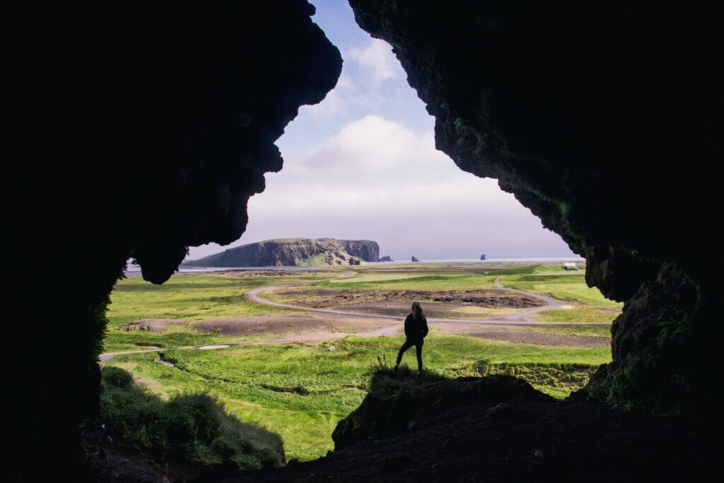 Tourists exploring a guided path inside a cave in the Dominican Republic