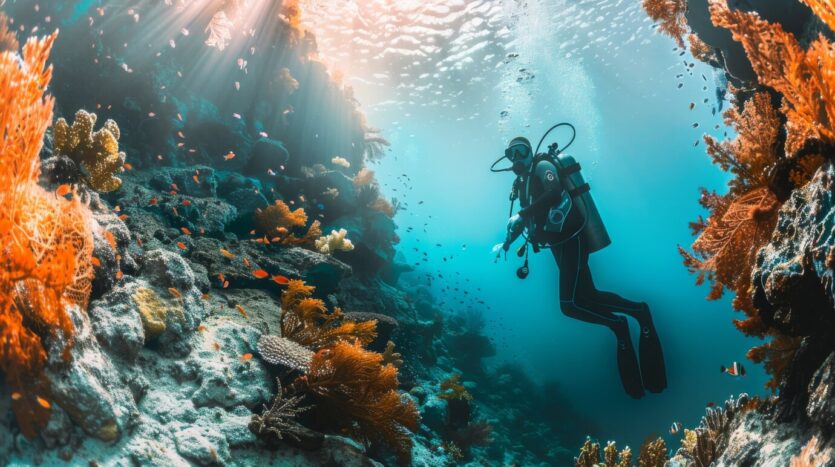 Underwater wall dive at La Caleta National Park in the Dominican Republic
