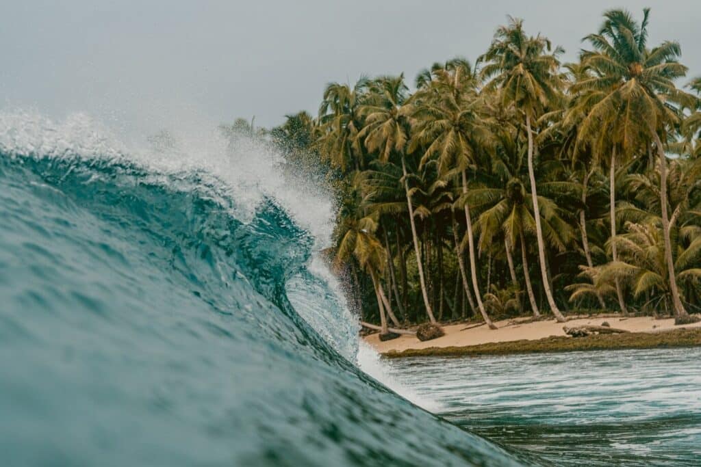 Peaceful Dominican Republic coastline with clear blue skies and calm ocean waters.