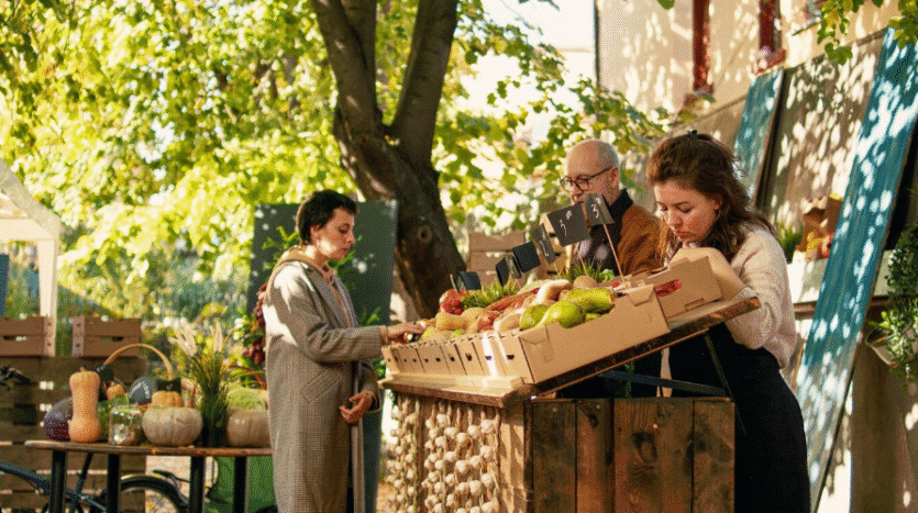 Rustic open-air farm-to-table restaurant surrounded by tropical greenery near Samaná, Dominican Republic.