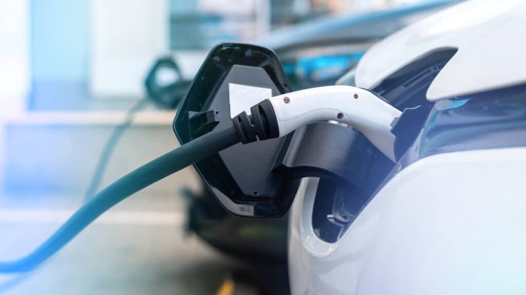 Electric vehicle charging at an eco-friendly hotel in Punta Cana, Dominican Republic.